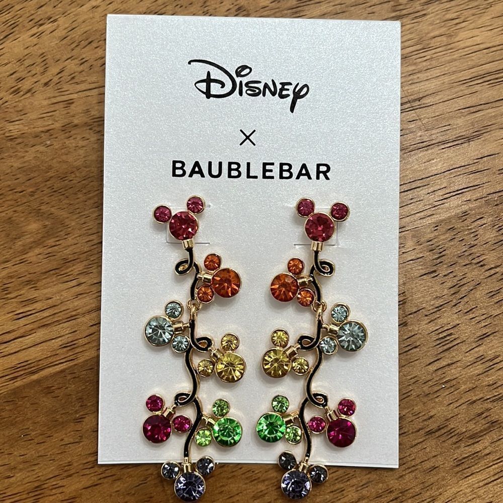 Disney Baublebar multi colored dangle stoned earrings. New